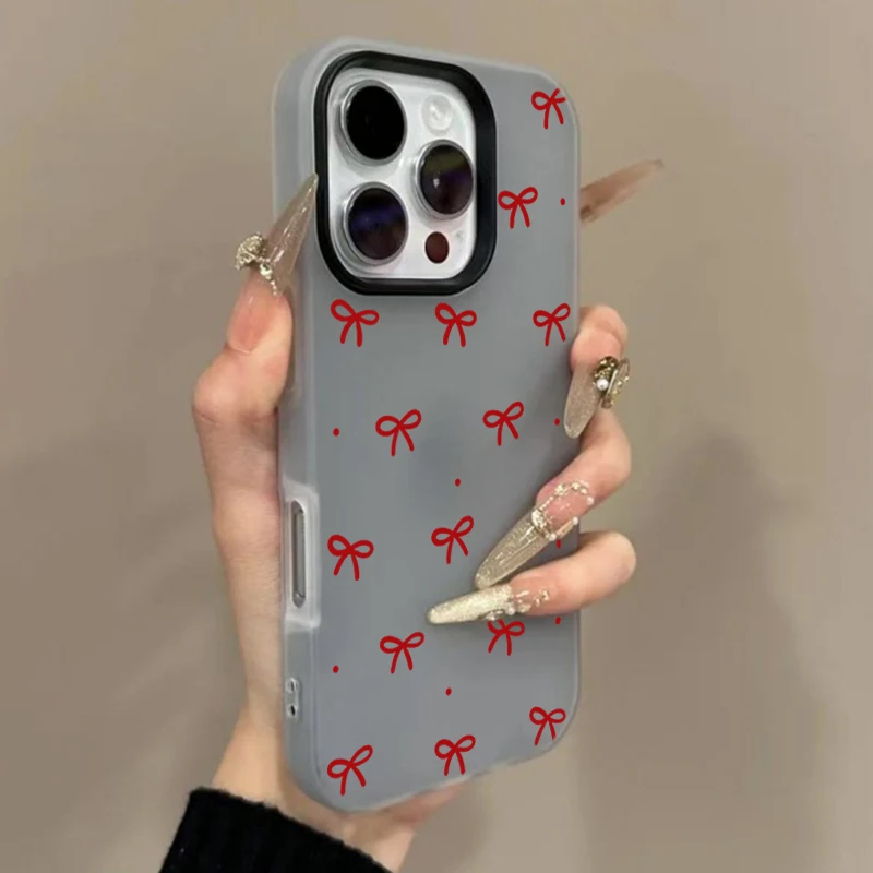Red Bow Dots Shockproof Candy Phone Case