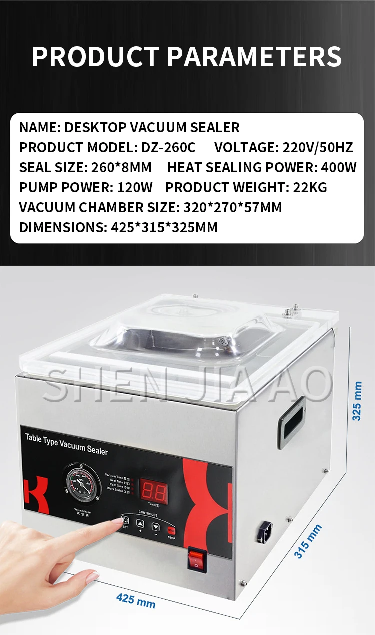 DZ-260C Industrial/Household Chamber Sealer Food Meat Fruit And Vegetable Vacuum