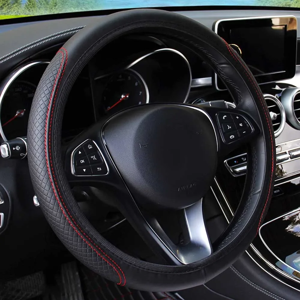 Universal Car Steering Wheel Cover Skidproof Auto Steering- Wheel Cover Anti-Slip Embossing Leather Car-styling Car Accessories steering wheel cover