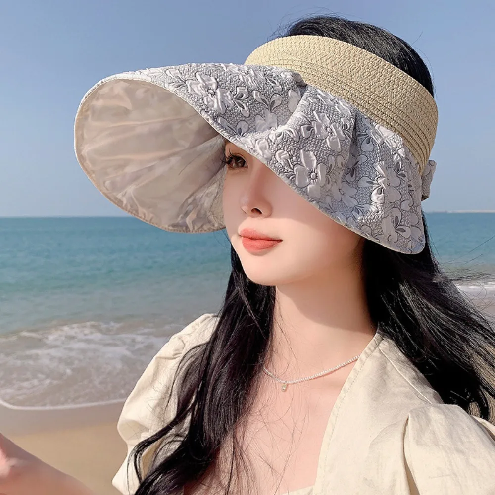 여성용 넓은 챙 햇빛가리개 모자, 부드러운 자외선 차단 태양 모자, 접이식 통기성 버킷 캡, 패션