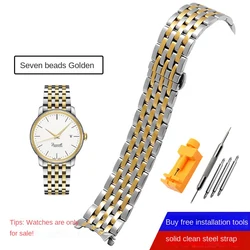 Versatile Curved End Stainless Steel Watchband with Butterfly Buckle - 18mm (B silver Golden)