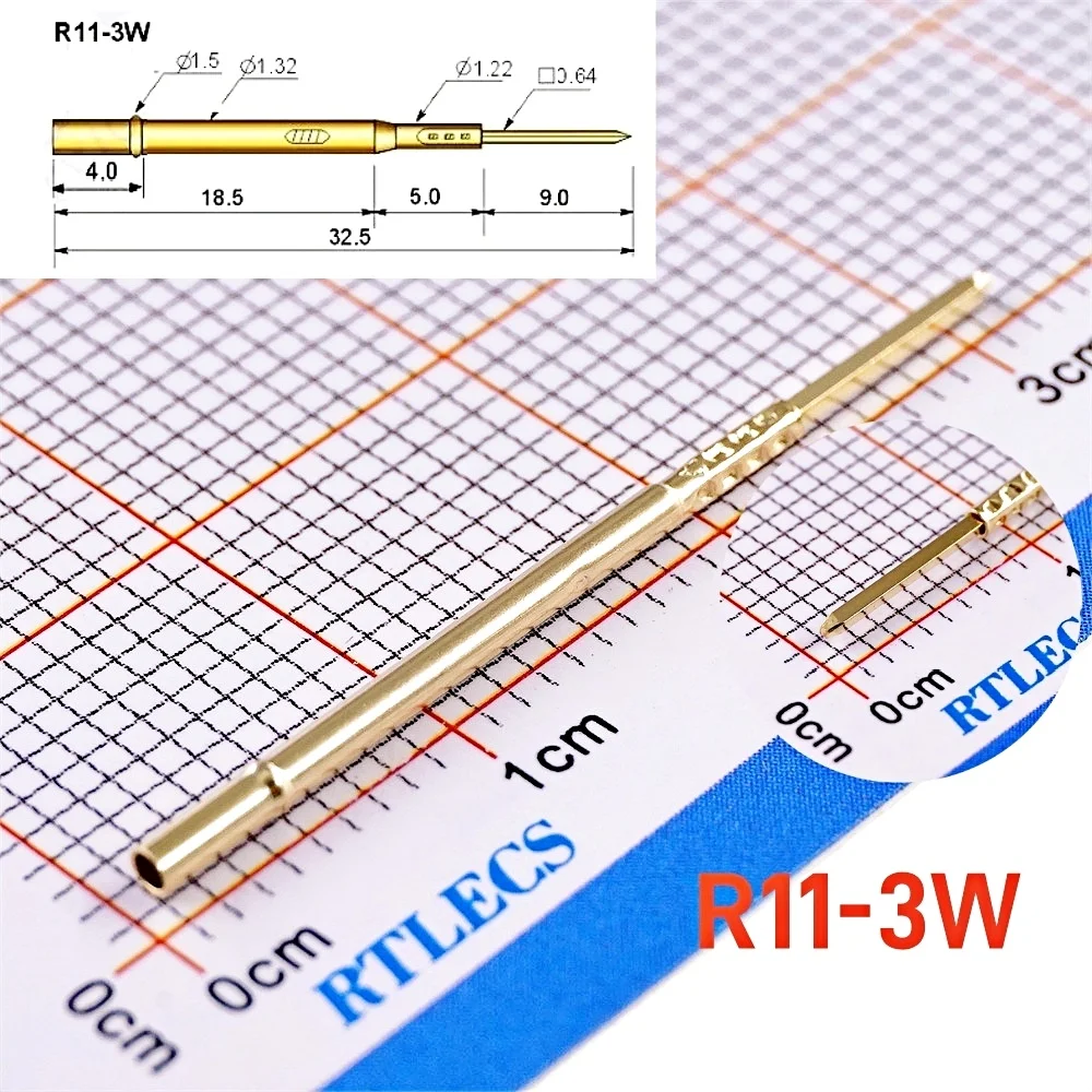 Gold Plated Spring Loaded PCB Test Probes (100-Pack) - 1.91mm Pitch, 1A Rated