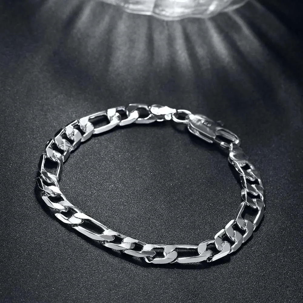 Hot charm 925 sterling Silver Bracelets necklace Jewelry set for women men 8MM chain Fashion Party Gifts