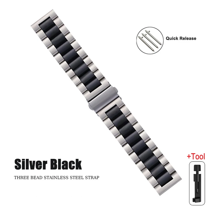 Stainless Steel Metal Watch Band, 20mm & 22mm