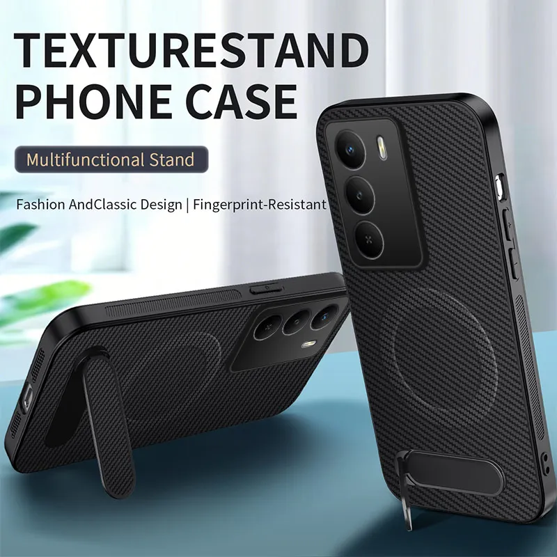 Luxury Carbon Fiber Armor Shockproof Phone Case with Magnetic Wireless Charging Capability