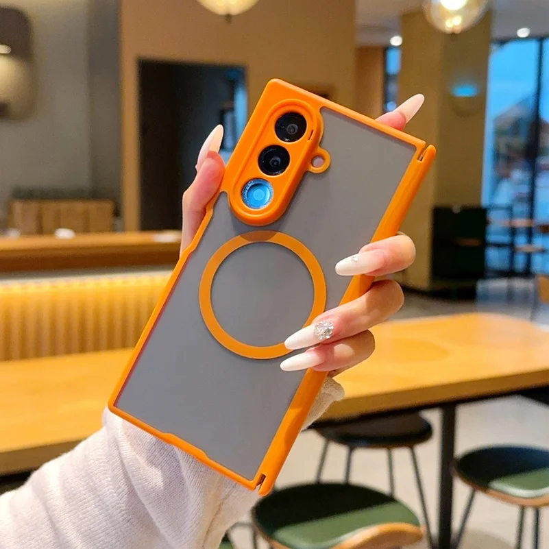 Frosted Matte Semi-Transparent Magnetic Phone Case with Ring Holder