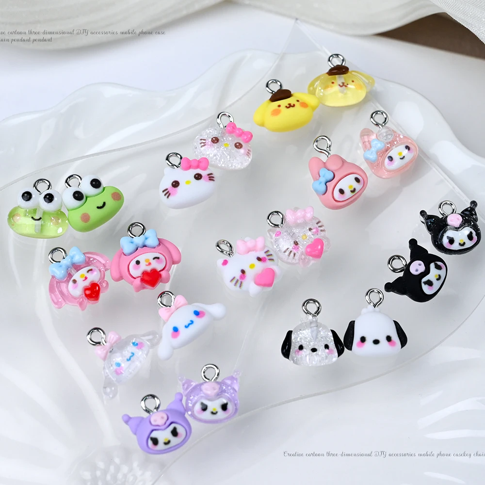 10/30/35/50pcs Sanrio Pendant Charms Kawaii Hello Kitty & Kuromi Resin Charms for DIY Jewelry - Bracelets, Keychains, Necklaces* 6