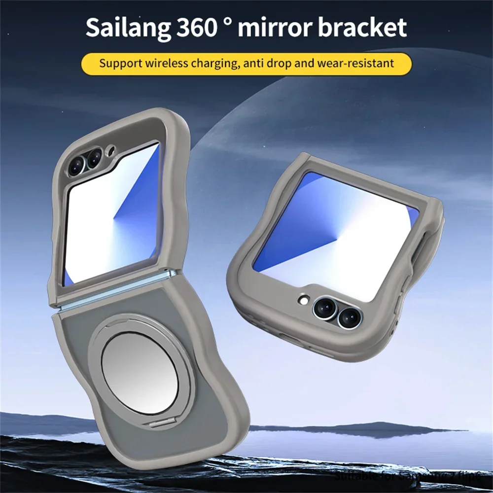 360° Rotating Magnetic Mirror Phone Case with Bracket and Magsafe Compatibility