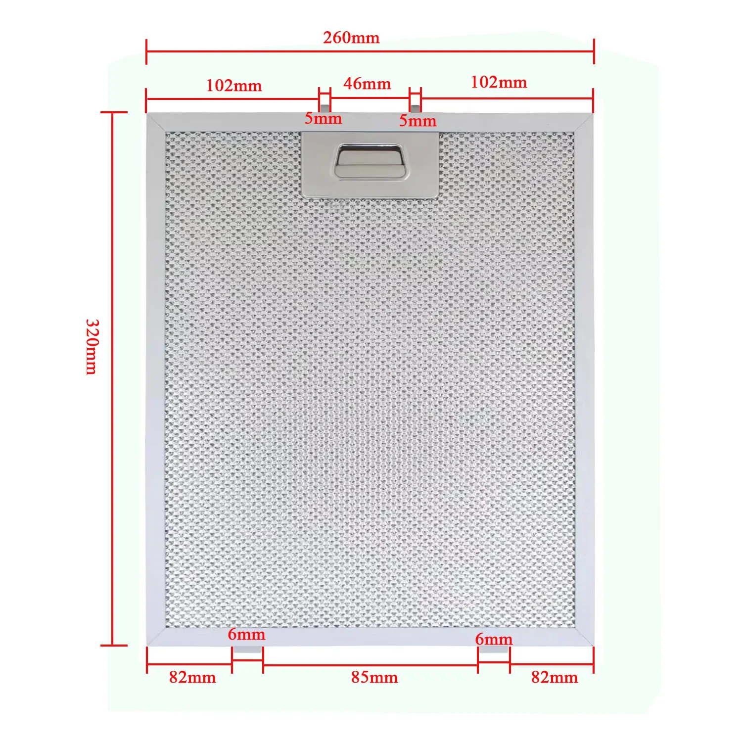 260X320 90 มม. ตัวกรองเครื่องดูดควัน ตัวกรองฝุ่นโลหะ ตัวกรองตาข่ายเครื่องดูดควัน ตัวกรองโลหะจาระบี 1