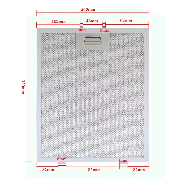 260X320 90 มม. ตัวกรองเครื่องดูดควัน ตัวกรองฝุ่นโลหะ ตัวกรองตาข่ายเครื่องดูดควัน ตัวกรองโลหะจาระบี 1
