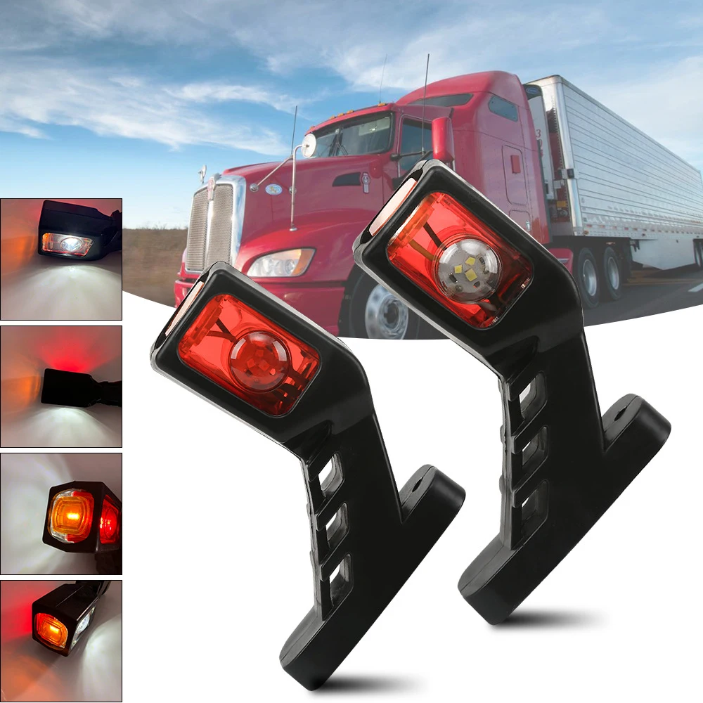 LED Marker Lights 2PCS Tri-color Trailer 9LED Side Marker Light