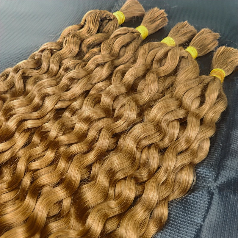 Human Bulk Hair For Braiding Light Brown Wave Curly Brazilian Remy Hair Bundles No Weft Natural Black Bulk Human Hair Extensions