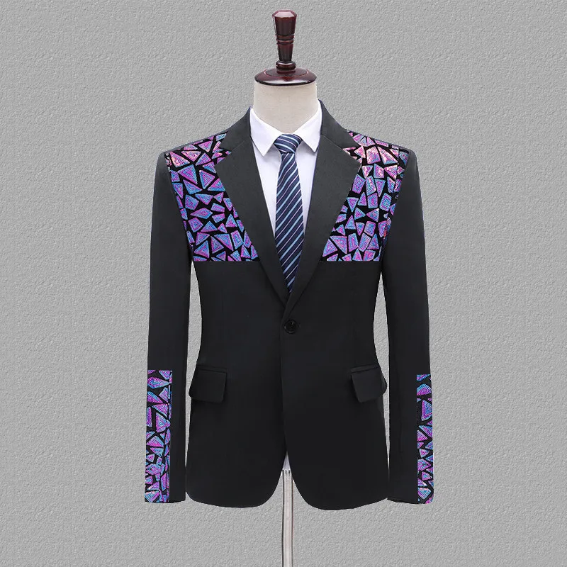 

Men's Sequins Suit Jacket Singer Performance Costume Nightclub Bar Sequined Blazer Tuxedo Stage Clothing Wedding Banquet Blazers