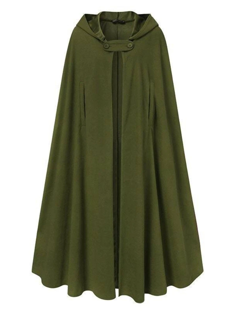 ZANZEA-Poncho con capa de doble botonadura para mujer, abrigo con cuello de  solapa, chaqueta lisa