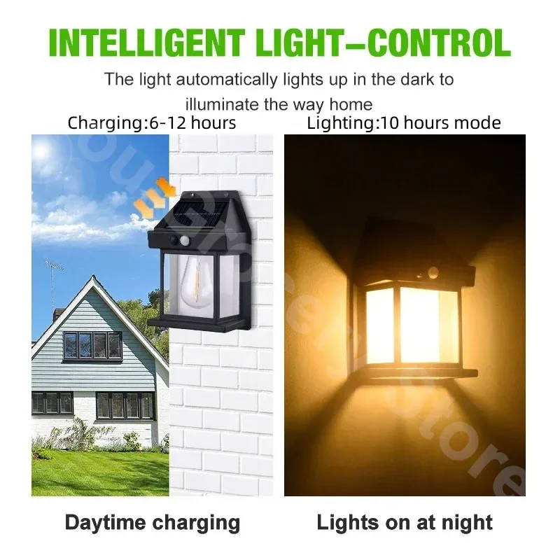 Powerful Solar Wall Light Outdoor Waterproof Motion Sensor LED Lamp House Garden Fence Decoration Solar Energy Wall Lantern