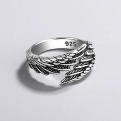 Sterling Silver Angel Wing Feather Adjustable Women's Ring - Luxury Engagement and Wedding Jewelry - Resizable (WHITE)