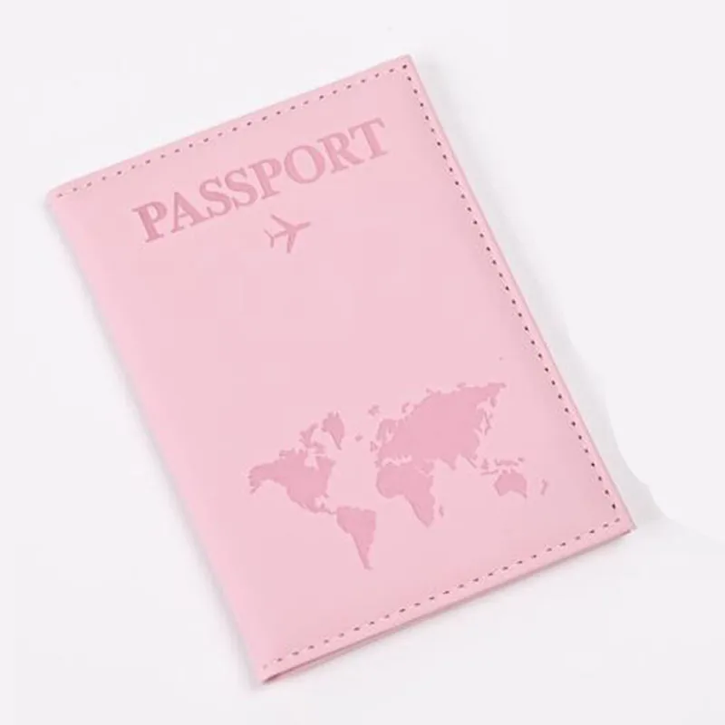 

Simple Fashion Airplane Passport Holder World Map Thin Slim Personalized Travel Wallet Gift PU Leather Card Case Cover Unisex