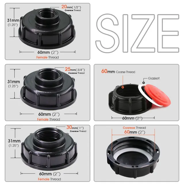 1/2 "3/4" 1 "Női Szál Ibc Tartály Adapter S60 Doarse Szálkupak Az Tote Csaptelepcsatlakozó Kertjekkek Öntözési Szelepéhez - Image 2