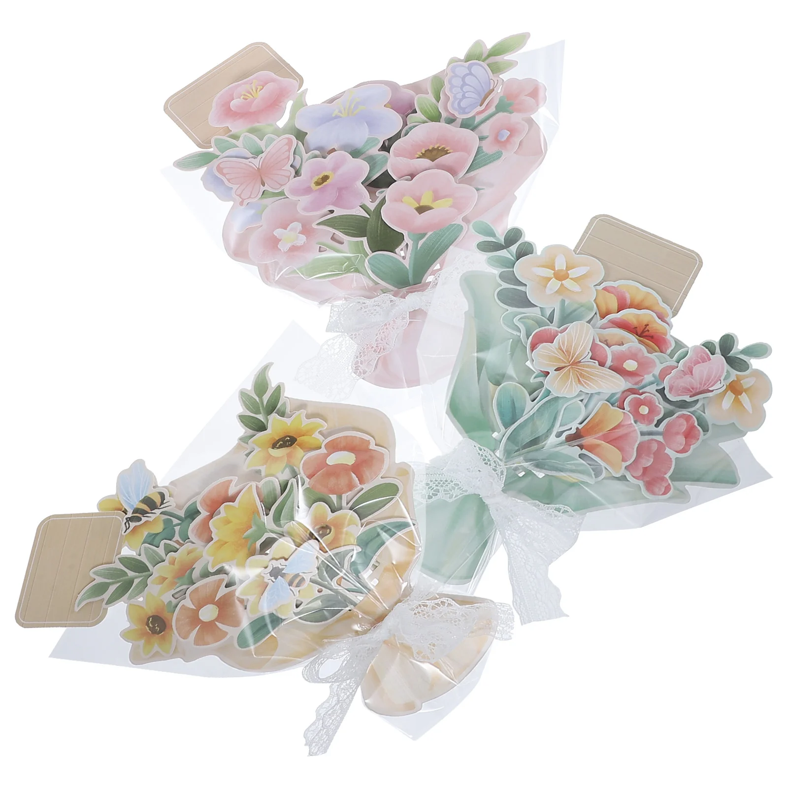 

3 Pcs Teacher's Day Greeting Card Appreciation Week Gifts Flower Bouquet Paper Cards Huang Small Teachers' for Festive