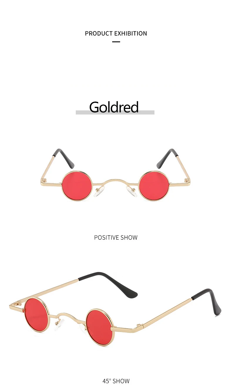 Beliebte Retro-Sonnenbrille im Mini-Format, rund, geeignet für Männer und Frauen, im Punk-Stil und mit lustigem Design.1059 – Detail 9