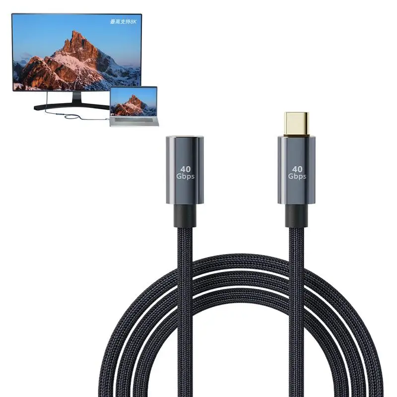 

Type-C Extension Cable 40Gbps Sync Transfer USB 4.0 C Male To Female Extender 100W/5A Electronic Accessories Compatible For All