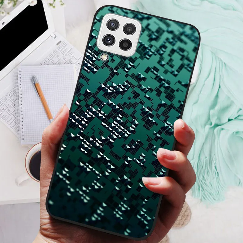 Black Silicone Soft Case with Lion and Wolf Design - Protective Shell for Samsung Galaxy A22/A22s 5G