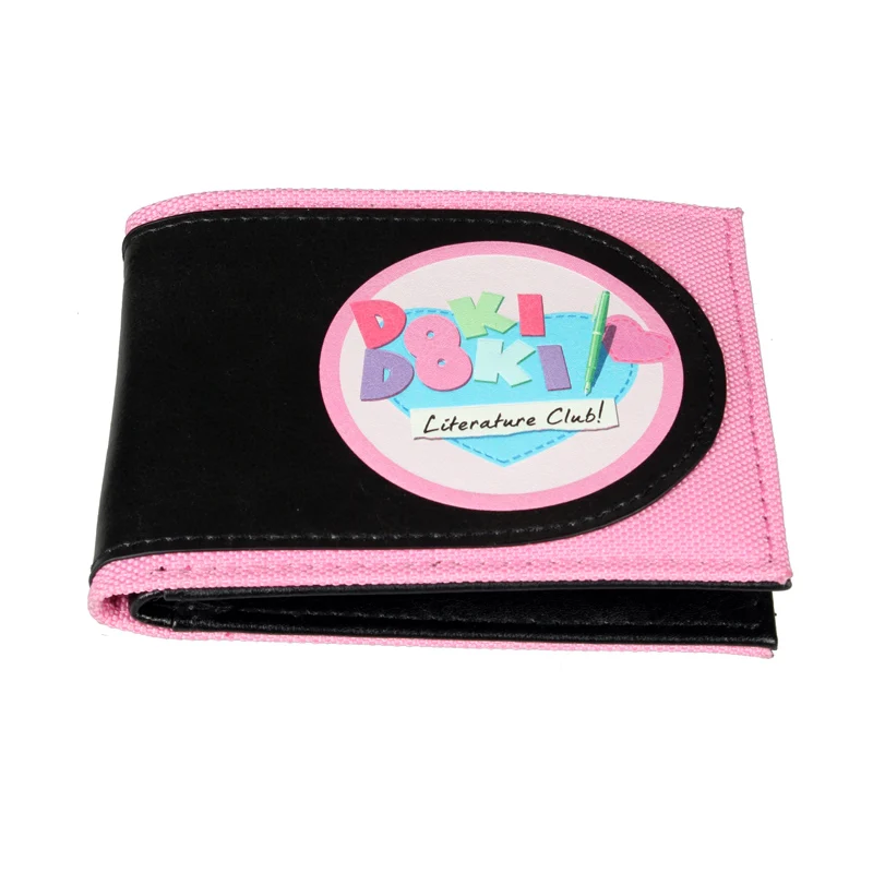 Pink double fold men's wallet, fashionable girls' card holder