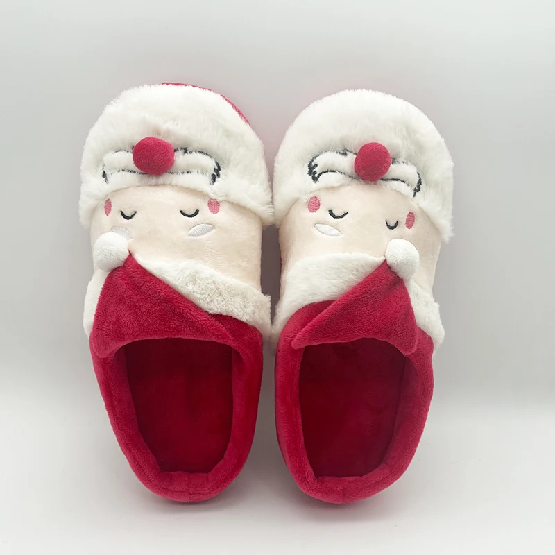 

0309 Highland Cow Christmas Santa Claus Slippers New Cartoon Xmas Warm Slipper Indoor Warm Gingerbread Man Cotton Slippers Men W