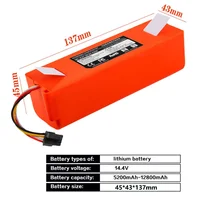 14.4V 12800mAh Robotic Vacuum Cleaner Replacement Battery For Xiaomi Roborock S55 S60 S65 S50 S51 S5 MAX S6 Parts 2