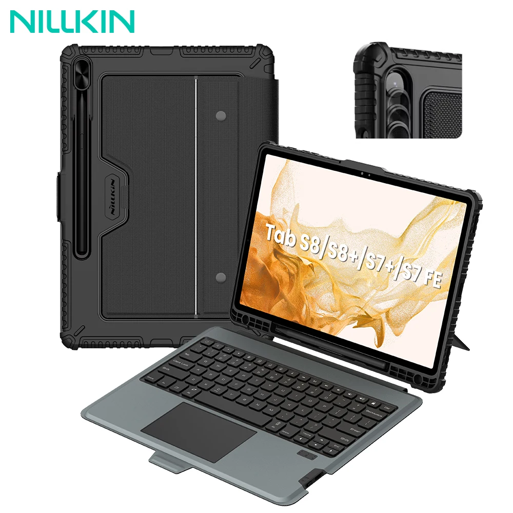 For Samsung Galaxy Tab S8 Plus Keyboard Case NILLKIN Tablet Bluetooth Keyboard TouchPad Smart Case For S8/S7 Plus/S7 FE Cover