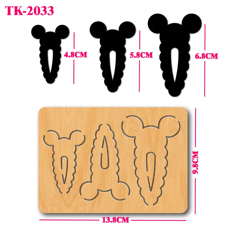Moule découpe Barrettes Oreilles Mickey DIY Cuir/Tissu - TK-2033