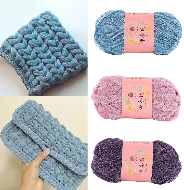 Thick Knitting Yarn Elastic Fabric Cloth T Shirt Yarn Spaghetti for Hand DIY Bag Blanket Cushion Crochet DIY Bags Crafts