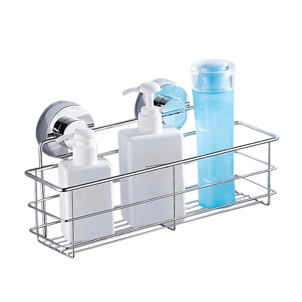 Premium Stainless Steel Suction Cup Shower Organizer – No-Drill Heavy Duty Bathroom Shelf Caddy
