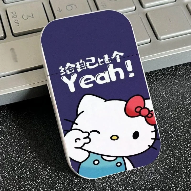Cute Kawaii Hello Kitty Lighter Pink Flame Windproof Metal Lighter