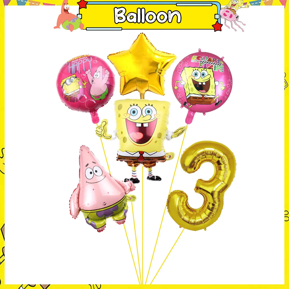 SpongeBob Schwammkopf Geburtstag Party Luftballons Patrick Star Geburtstag Dekoration Tischdecke Taschentuch Kinder Geburtstagsgeschenke Babyparty – Detail 33