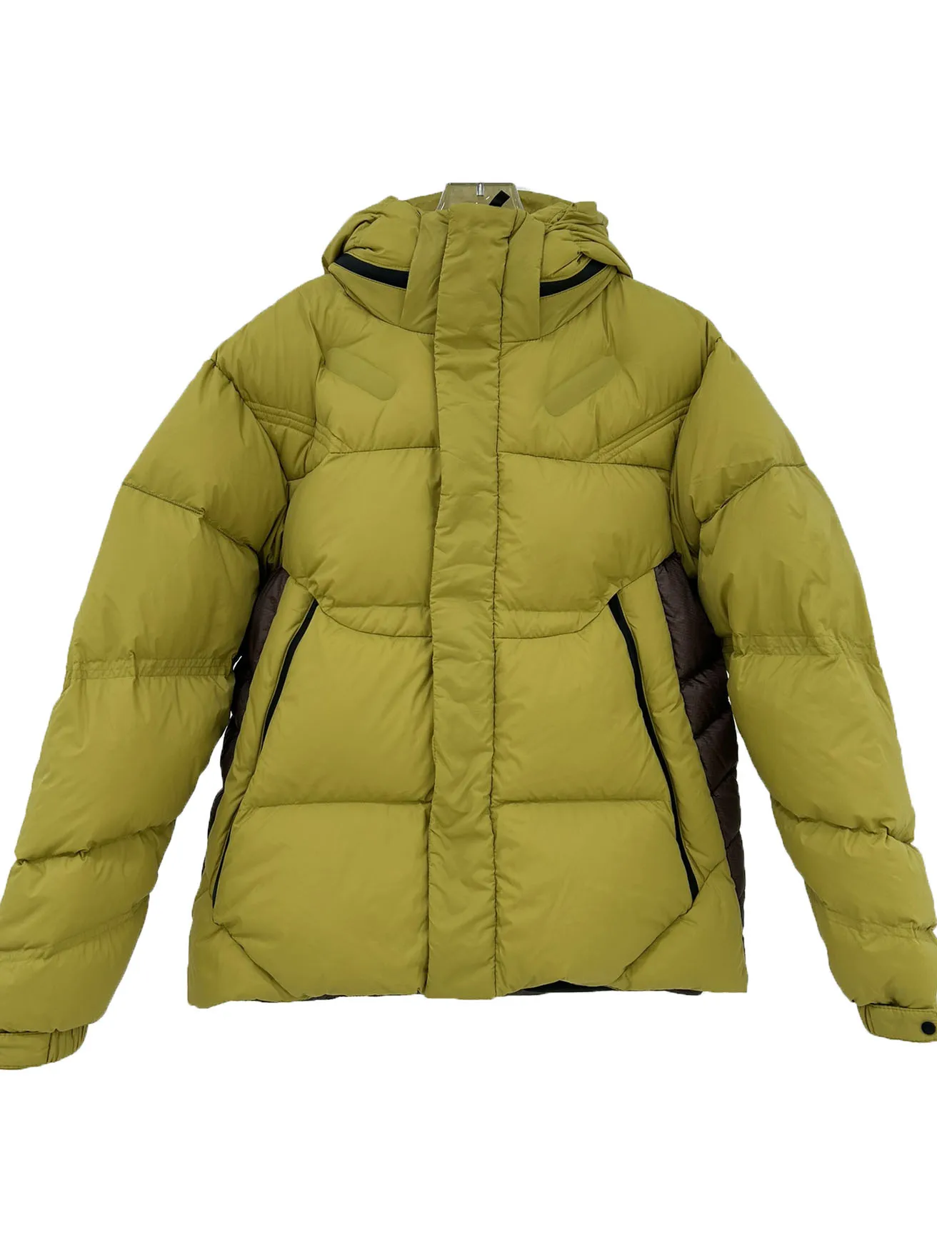 

Down jacket hooded short loose fit back color splicing design warm and comfortable 2023 winter new 1115
