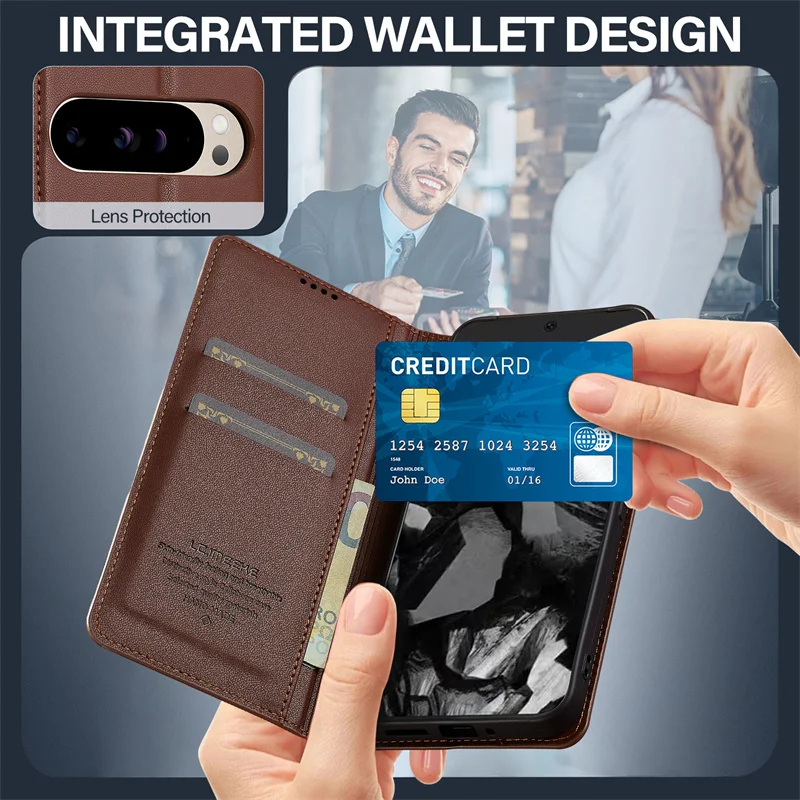 Elegant Magnetic Flip Leather Wallet Phone Case with Card Slots