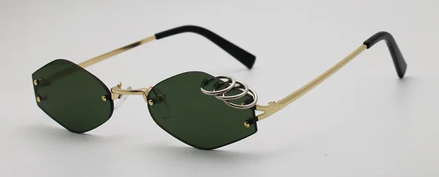 SHAUNA Unico Anelli di Ferro Della Decorazione Delle Donne Senza Montatura  Occhiali Da Sole Retrò Da Uomo Verde Scuro Punk Occhiali UV400|Women's  Sunglasses| - AliExpress