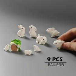Charming Miniature Rabbit Family Figurine Set for Home and Garden Decor (9 pcs)