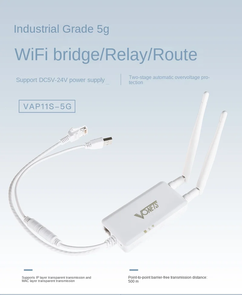 

VONETS 5G Wireless Bridge/Router/Repeater for Converting Wireless To Wired, Ideal for Elevator Monitoring - VAP11S-5G