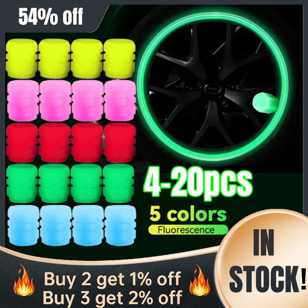 420pcs Luminous Car Tire Valve Caps Glowing Valve Cover Car Tire Wheel