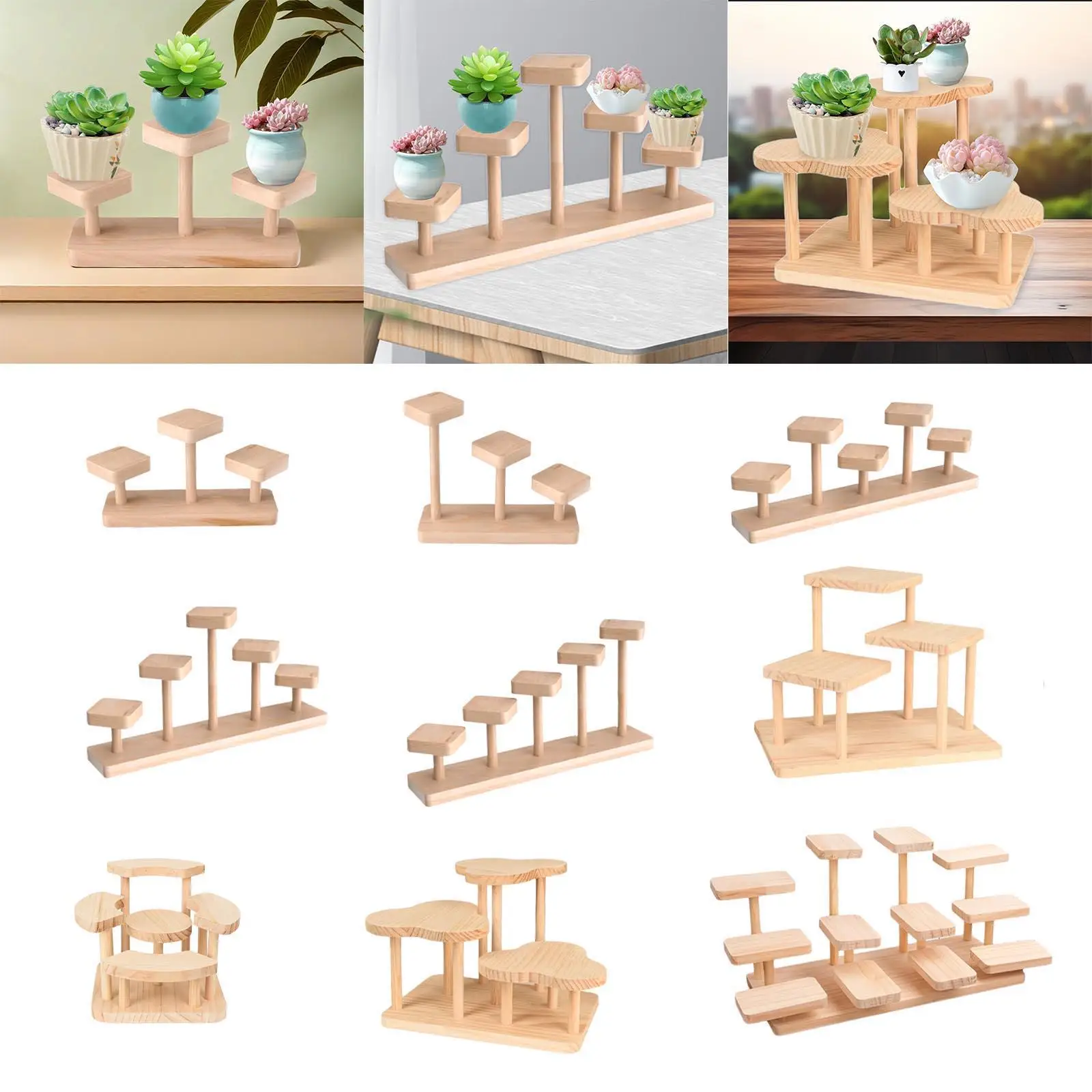 Wooden Display Riser Desktop Display Rack Practical Decorative Collectibles Display Shelf for Jewelry Figurines Toys Cosmetic