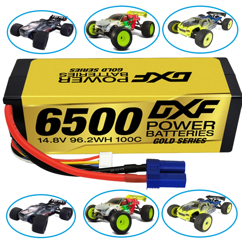 DXF 4S Lipo Battery 14.8V 100C 6500mAh Lipo Battery with EC5 Plug Hardcase Battery For RC Car Boat Truck Airplane UAV RACING