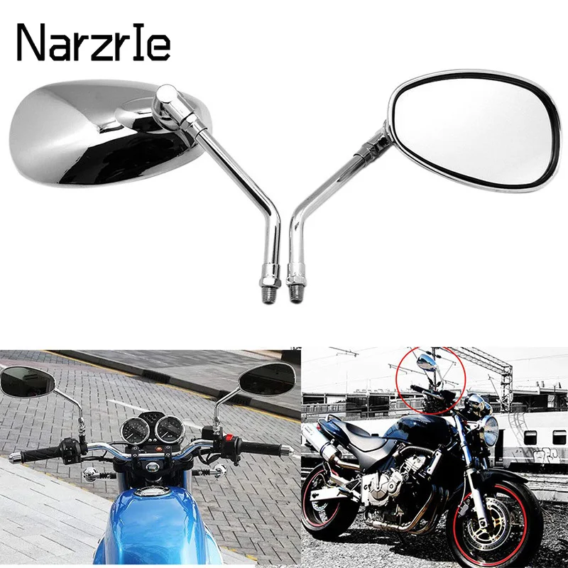 Paire De Rétroviseurs Chromés Pour Honda CB650, CB750, CX500 Custom - Montage Avant Gauche Et Droit