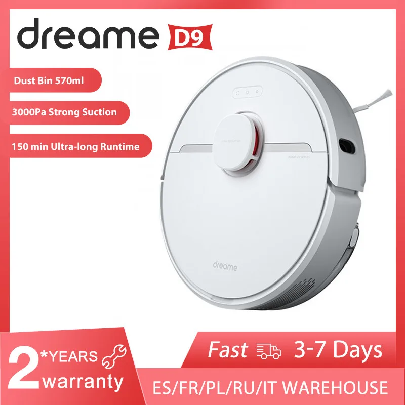 Dreame D9 Robot Vacuum Cleaner For Home 3000Pa Strong Suction Sweeping  Washing Mopping APP Control Smart Planned Global Version