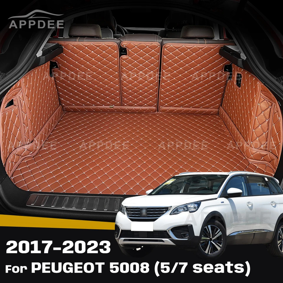 Op Maat Gemaakte Kofferbakmat Voor Peugeot 5008(7seats) 2017-2024, Premium PU Lederen 3D Kofferbakbeschermer 100% Waterdicht Antislip & Krasbestendig,A