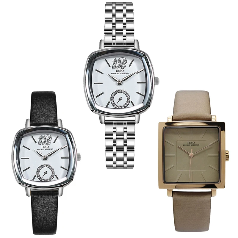 Fashion Women Square Watch Leather Brown Waterproof Vintage Quartz Hand Clock Female Exquisite Original Luxury Wristwatch Ladies