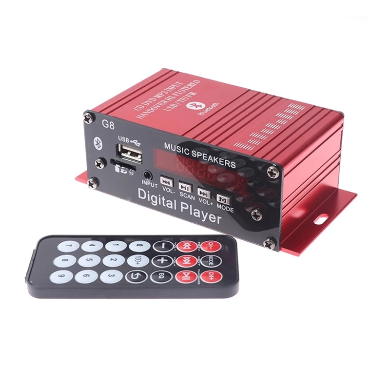 

G8 Car 12V 200W 4 Channel Digital Power Amplifier Stereo Bluetooth AUX FM MP3 With Remote Control Durable