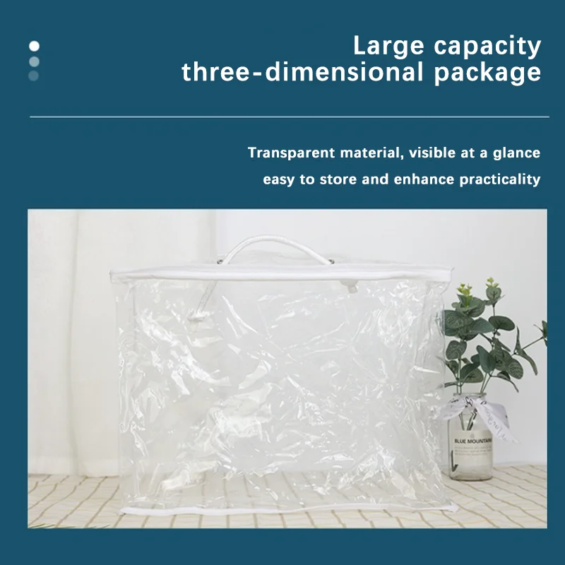 Transparent PVC packaging bags portable bedding blanket packaging pillowcase storage bag