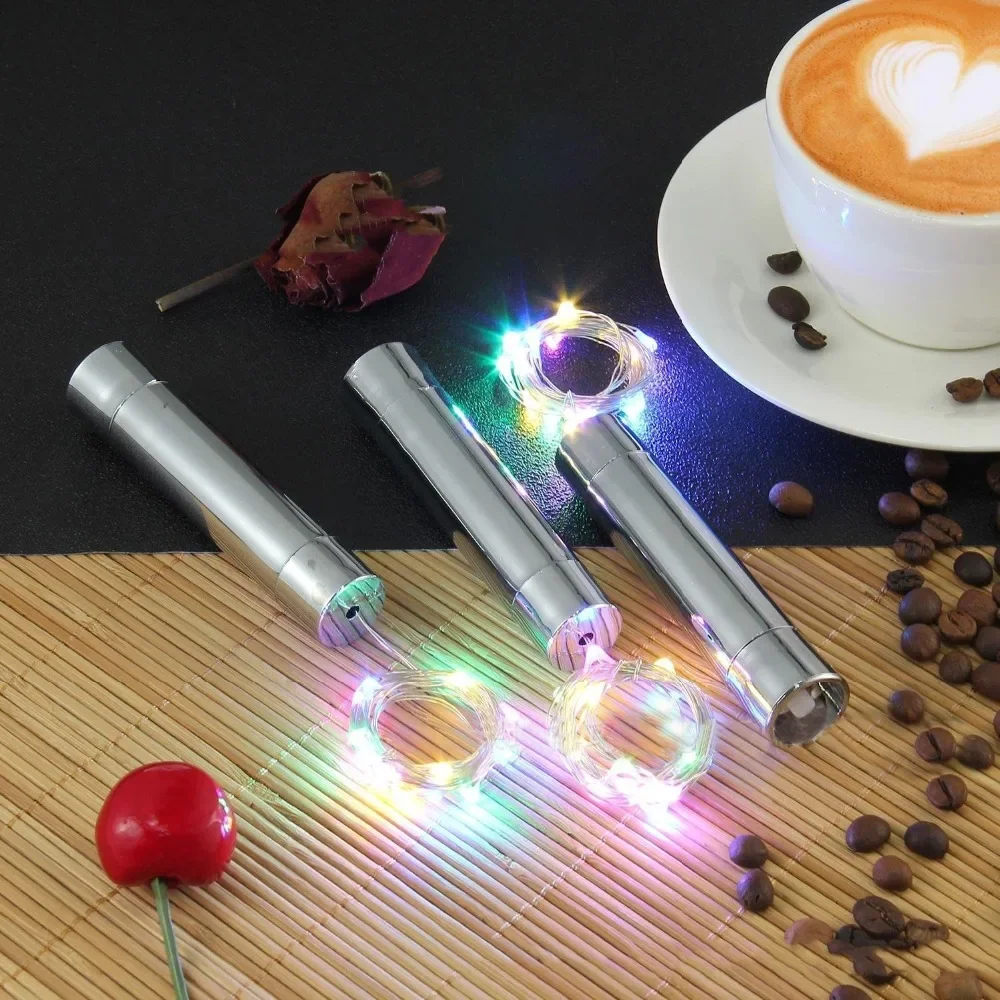 10PCS 2M Cork Shaped Wine Bottle Lights LED Christmas Starry String Lights Copper Wire Holiday New Year Bottle Fairy Light